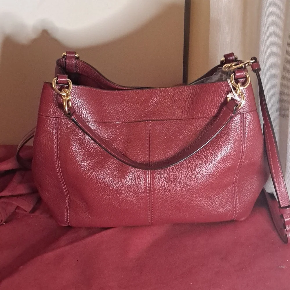 NEW Coach Lexy Pebble Soft Dark Red Leather Satchel Crossbody - Picture 2 of 9